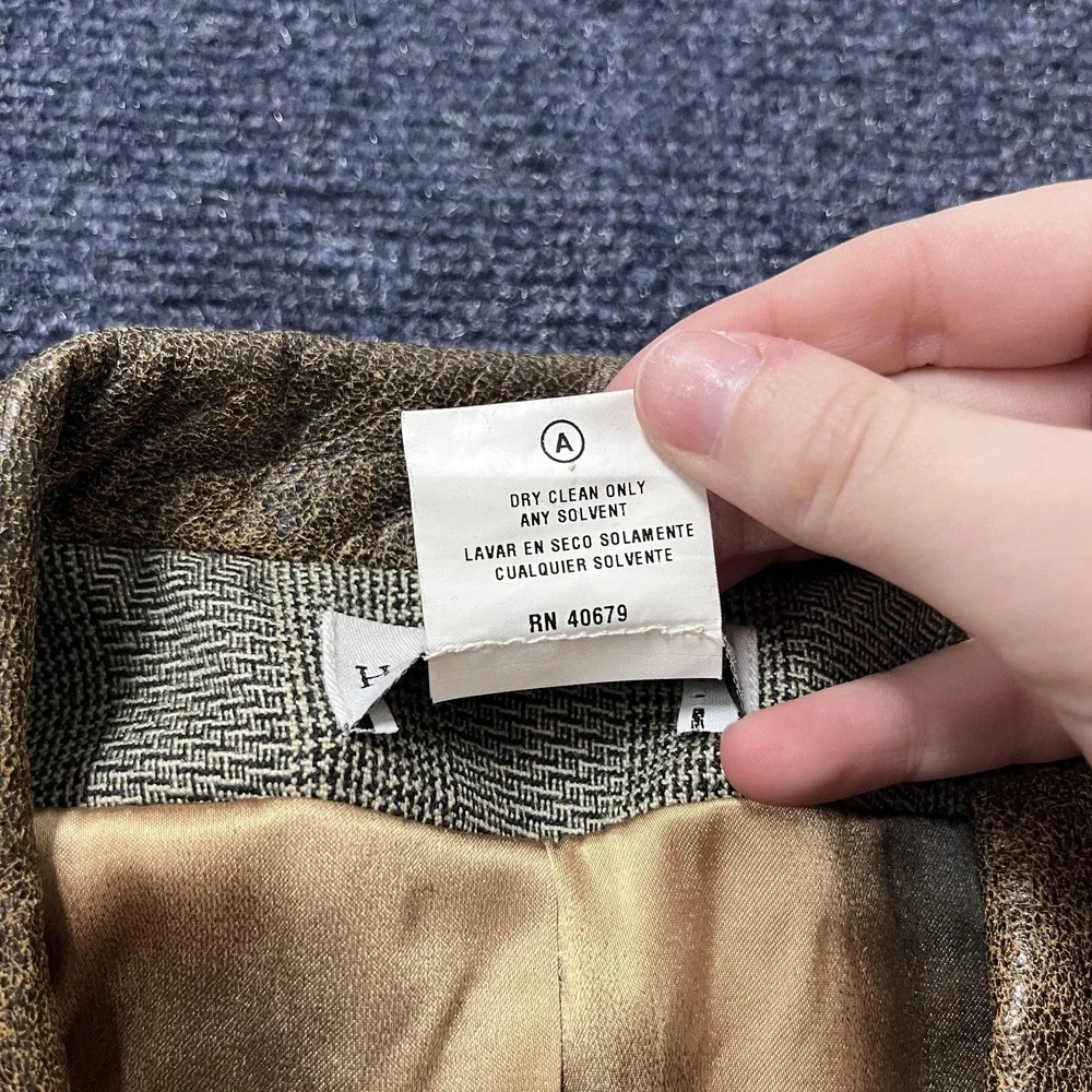 Harve Benard Sport Blazer Jacket Womens 10 Gray Plaid Wool Faux Leather Collar - Picture 4 of 10